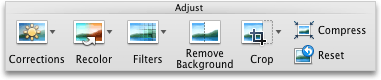 Format Picture tab, Adjust group Format Picture tab, Adjust group